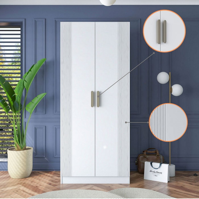 Hanah Home Armario Blanco con Puertas Recubiertas de Membrana Hanah Home Armario Blanco con Puertas Recubiertas de Membrana